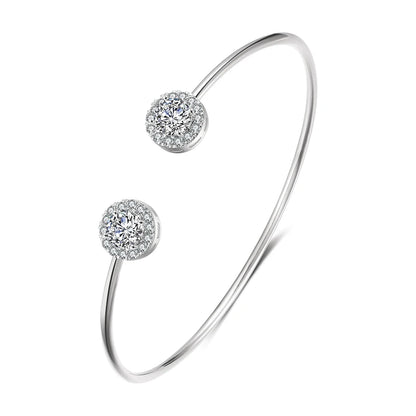 Luxury Geometry Gold Color Cuff Bangles For Women Fashion Cubic Zirconia Bracelets INS Party Everyday Jewlery.